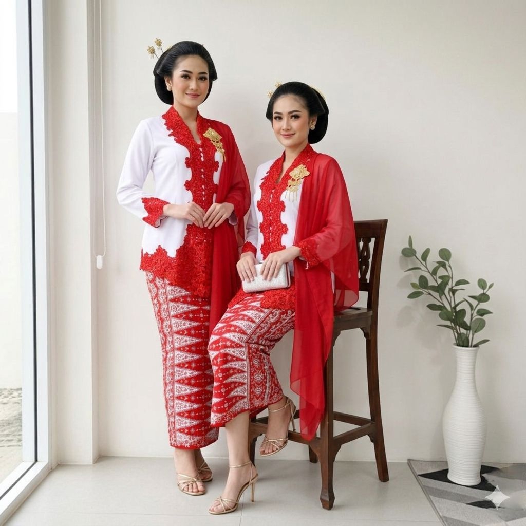 Setelan Kebaya Safitri Kumplit / Setelan Kebaya Encim Selendang / Setelan Kebaya Encim Modern