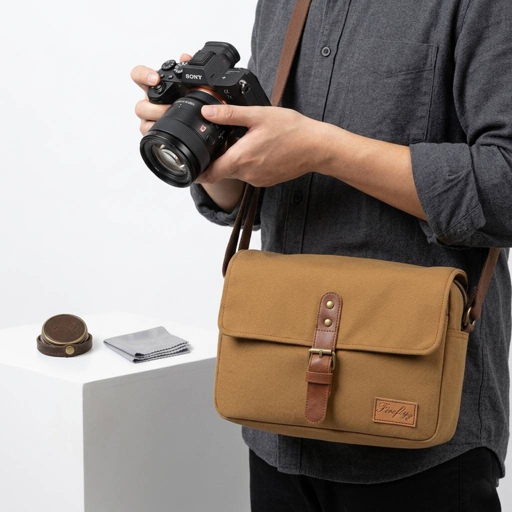 Tas Kamera Sling Bag Camera Mirrorless DSLR Kulit Firefly Skye Khaki