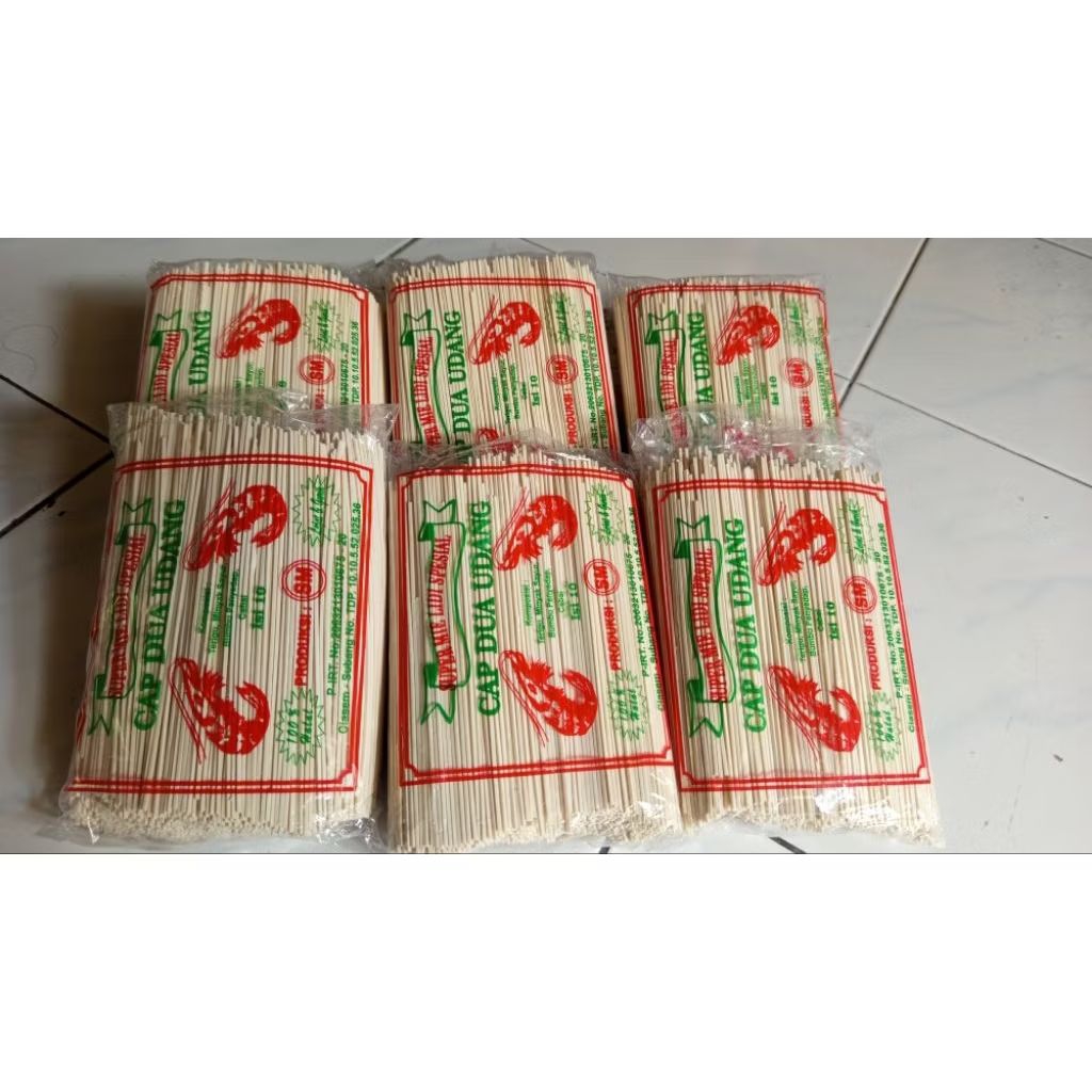 MIE LIDI KECIL MENTAH  CAP DUA UDANG  berat 440 gram