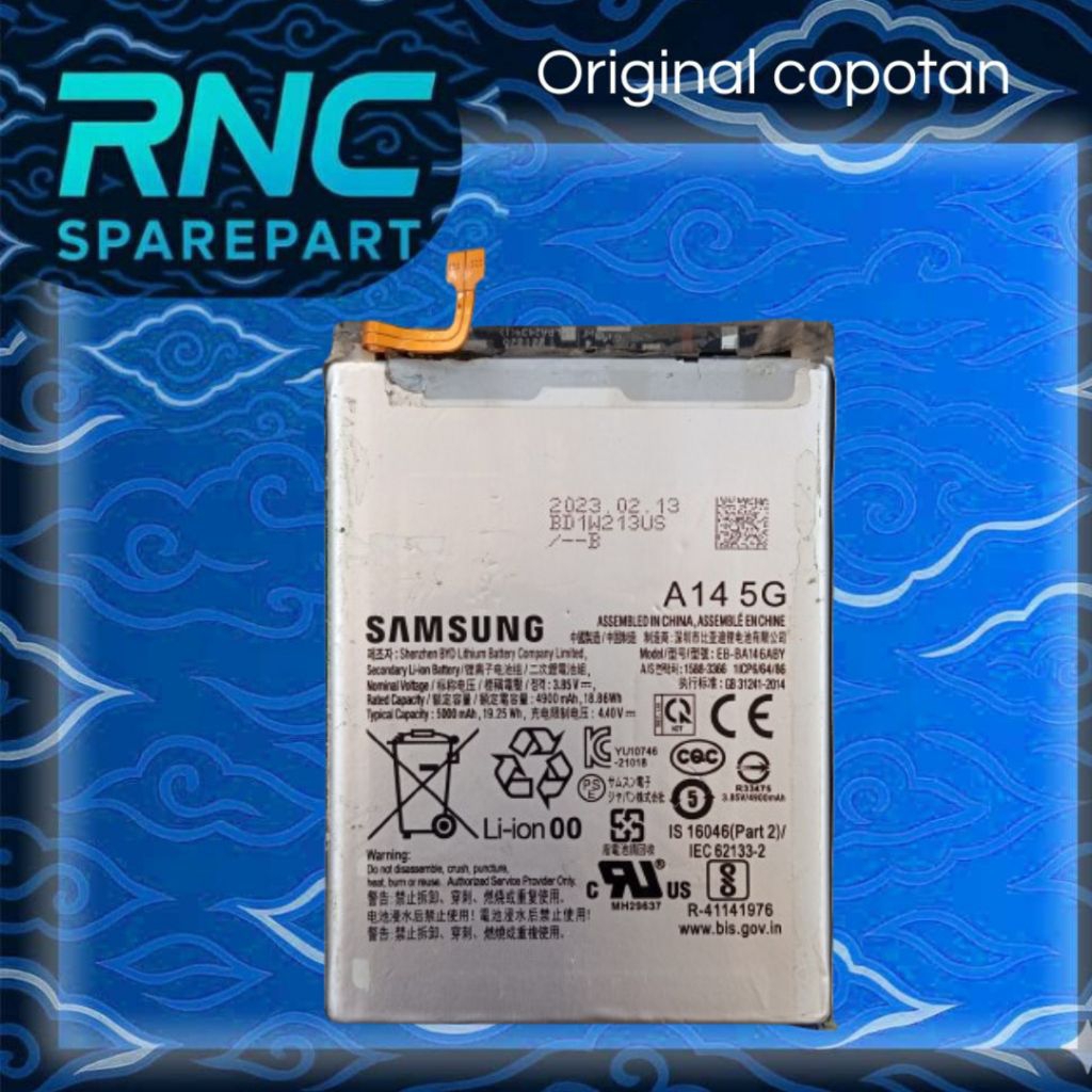 Baterai Samsung A14 5G Model EB-BA146ABY 5000mAh second Original Copotan