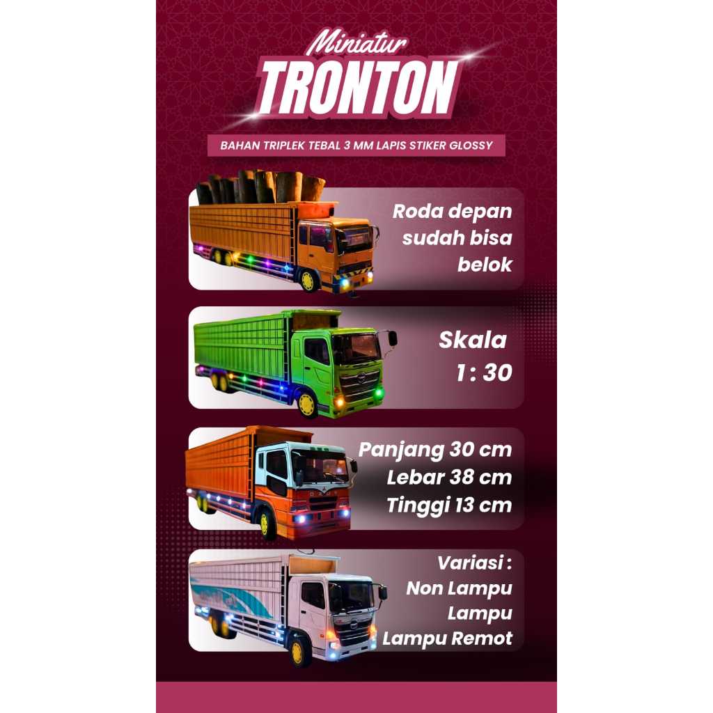 Miniatur Truk Mobile remote control Hino 500 Fuso 220ps Truk Kayu Mainan Remot Control Hino Mainan E
