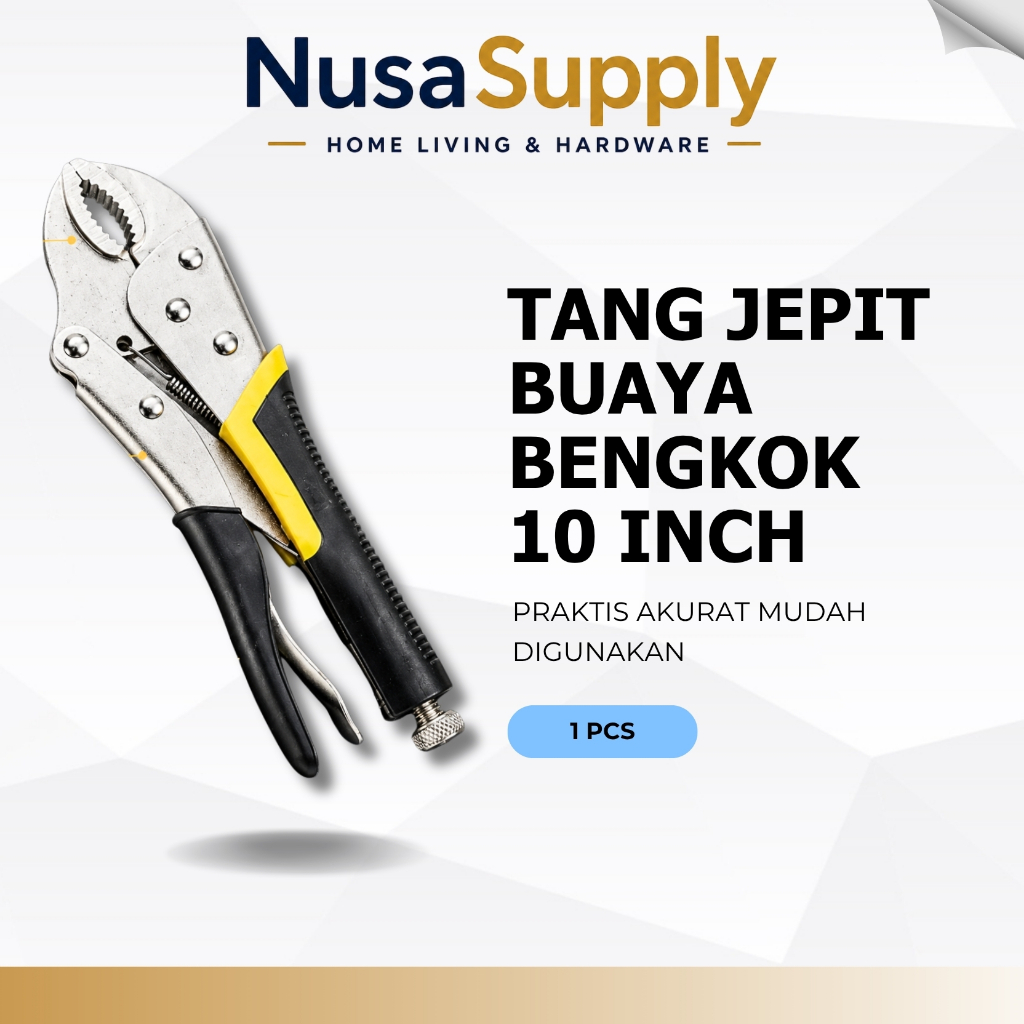 Tang Jepit Buaya 10 Inci - Desain Ergonomis, Tahan Karat, Sistem Penguncian Otomatis