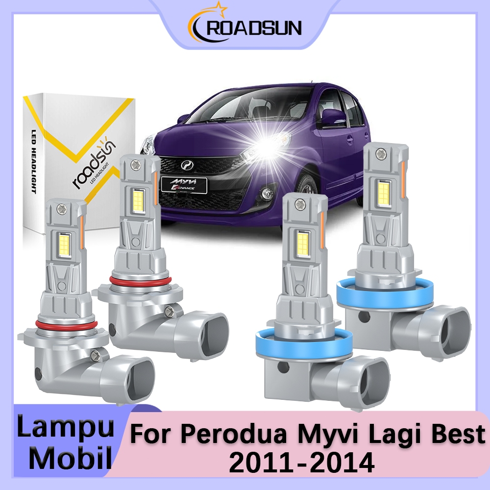 [For Perodua Myvi Lagi Best] 2011-2014 2 PCS LED Lampu Depan Mobil Hi/Lo Beam Fog Light Car Headligh
