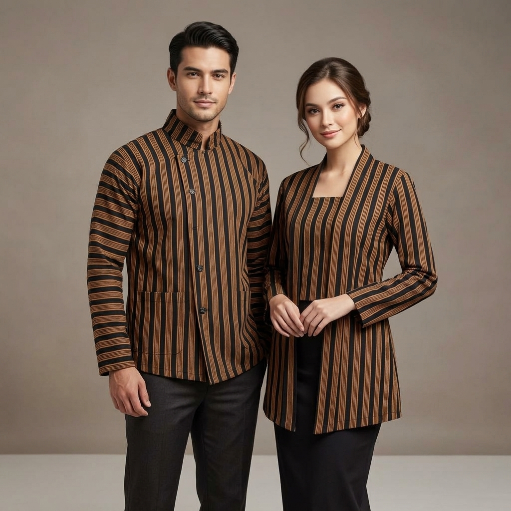 Baju Adat Jawa Couple Lurik Sorjan Pria Wanita Modern Jumbo Premium