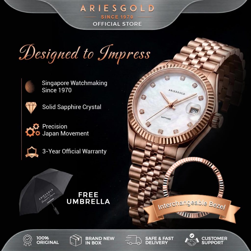 [FREE TUMBLER] Jam Tangan Wanita Aries Gold B-1069R-RG-MP Heritage Free Bezel 100% Original