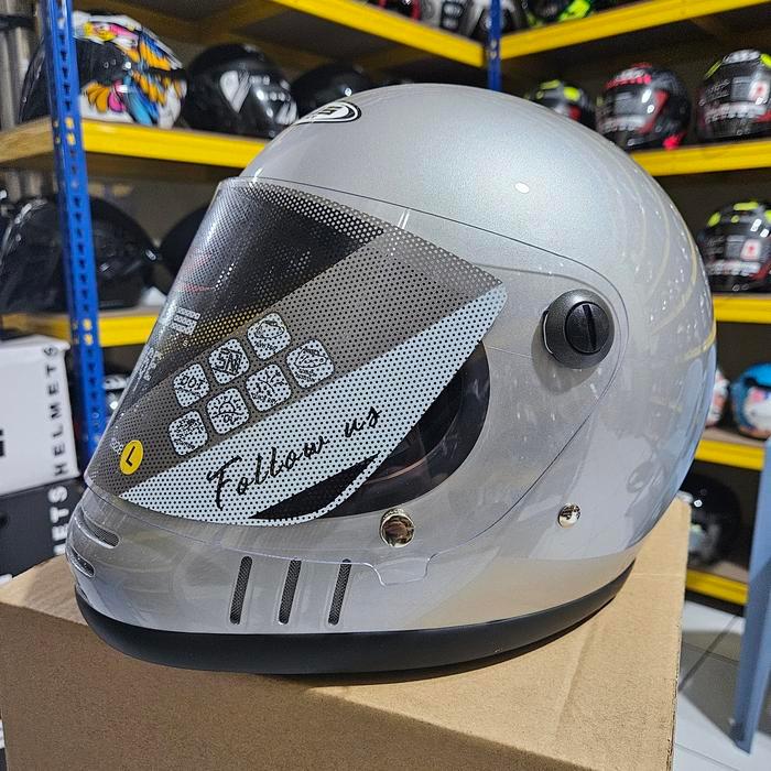ZEUS HELM ZS 816E - SILVER - Helm FullFace Vintage