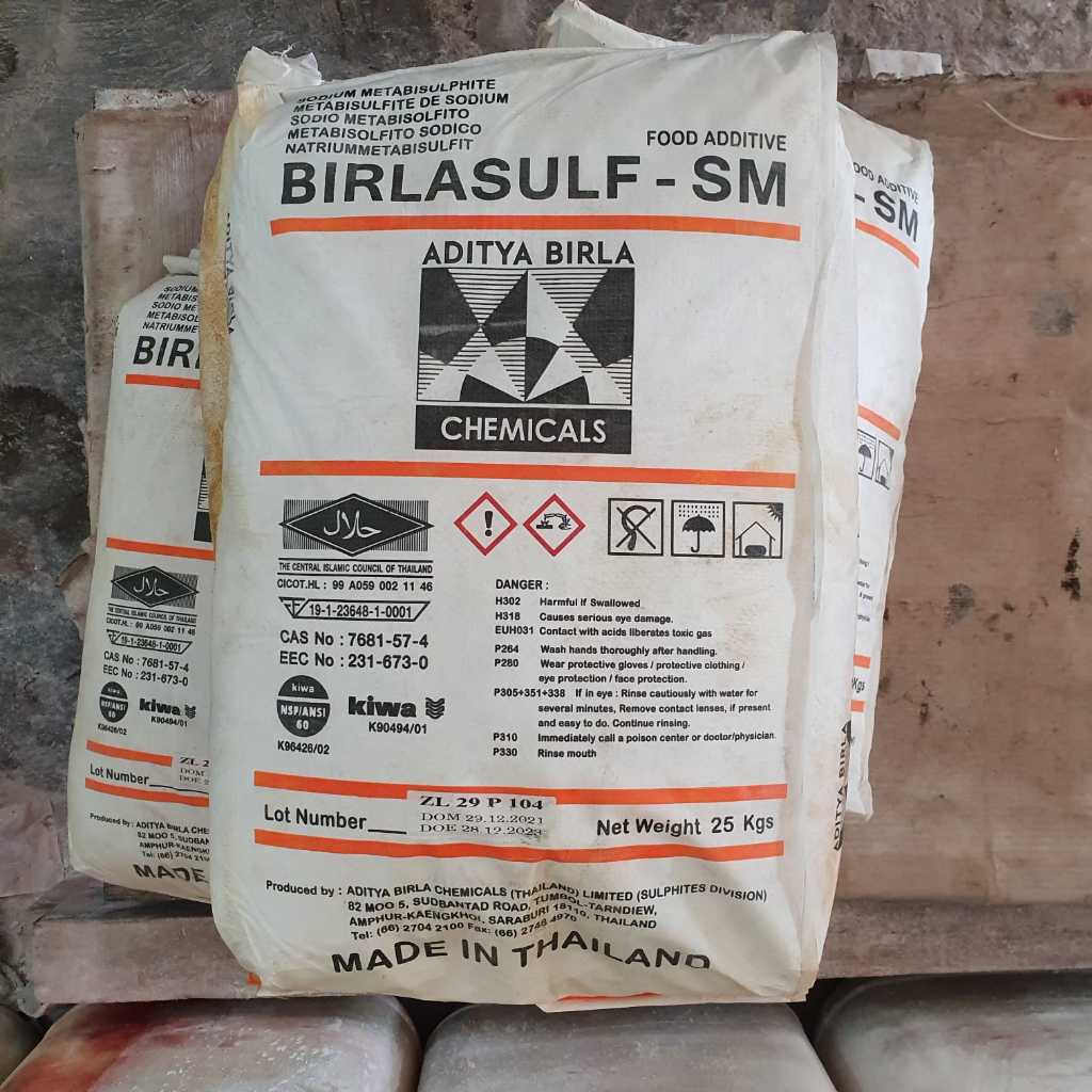 Birlasulf Sodium Metabisulfit Food Grade Thailand 25 Kilogram Natrium Metabisulfit