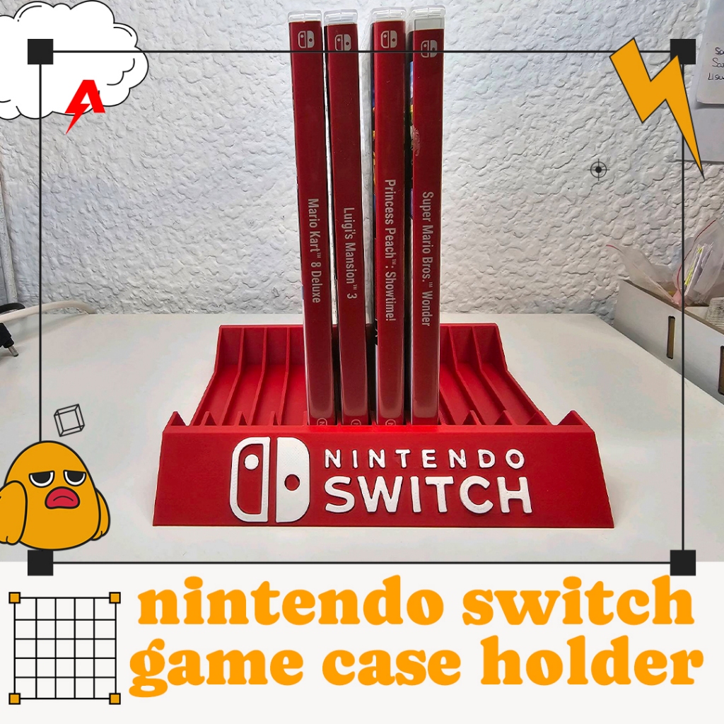 Nintendo Switch Game Card Holder 12 Slot – Rak Kaset Gaming Estetik 3D Print
