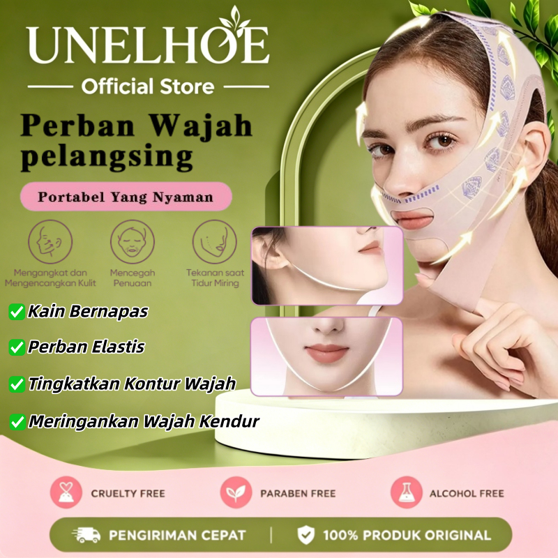 UNELHOE Perban Pelangsing Wajah Sabuk Pengihil Double Chin Alat Simetris Untuk Wajah