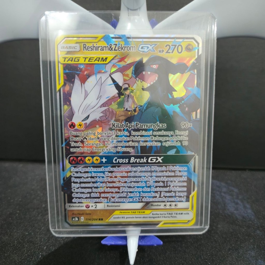 Reshiram & Zekrom GX RR 114/204 Pokemon IND - Koleksi TAG TEAM