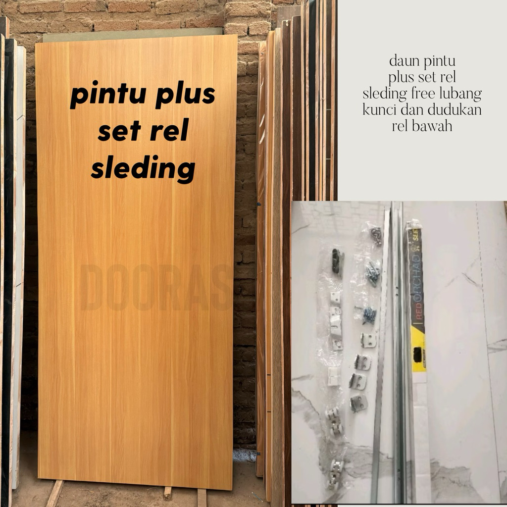 Satu Paket Pintu + Rel Sleding | Pintu Kamar Sleding | Pintu Geser | Pintu Dan Rel Sleding