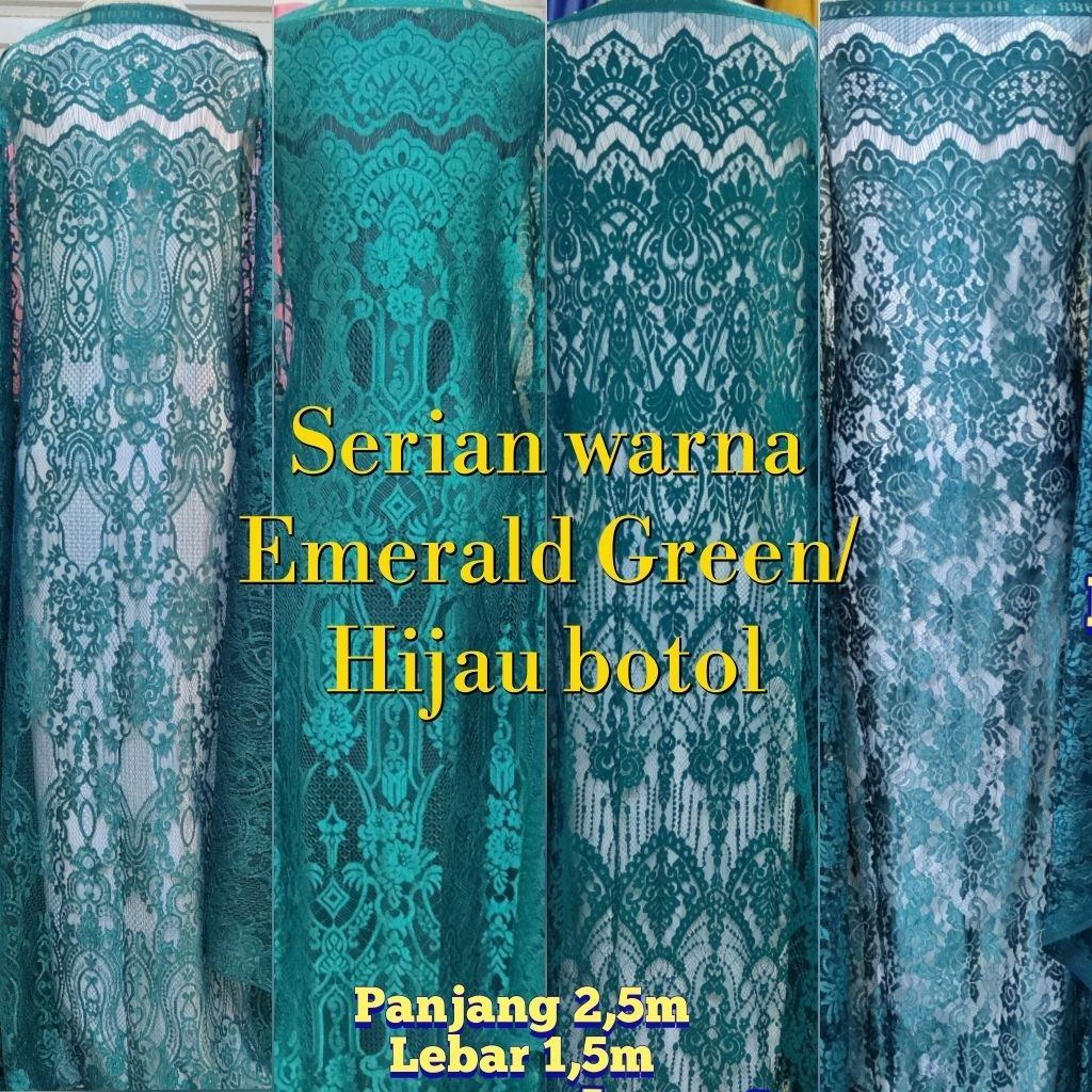 [Grade A+]Serian hijau botol/Hijau Emerald|Kain kenaya wedding|kain kebaya wisuda|Kain kebaya modern
