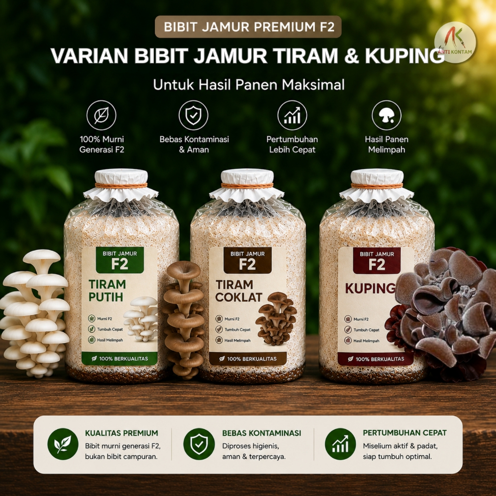 Bibit F2 Jamur Tiram Putih Coklat Kuping Berkualitas