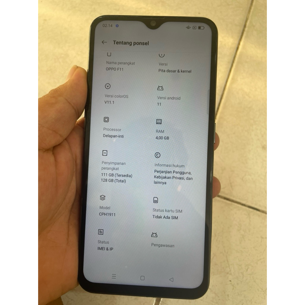 OPPO F11 RAM 4/128 NO MINUS