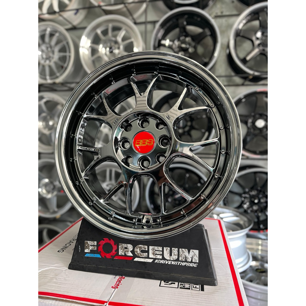 velg BBS r16 black chrome lebar 7 et42 kondisi baru