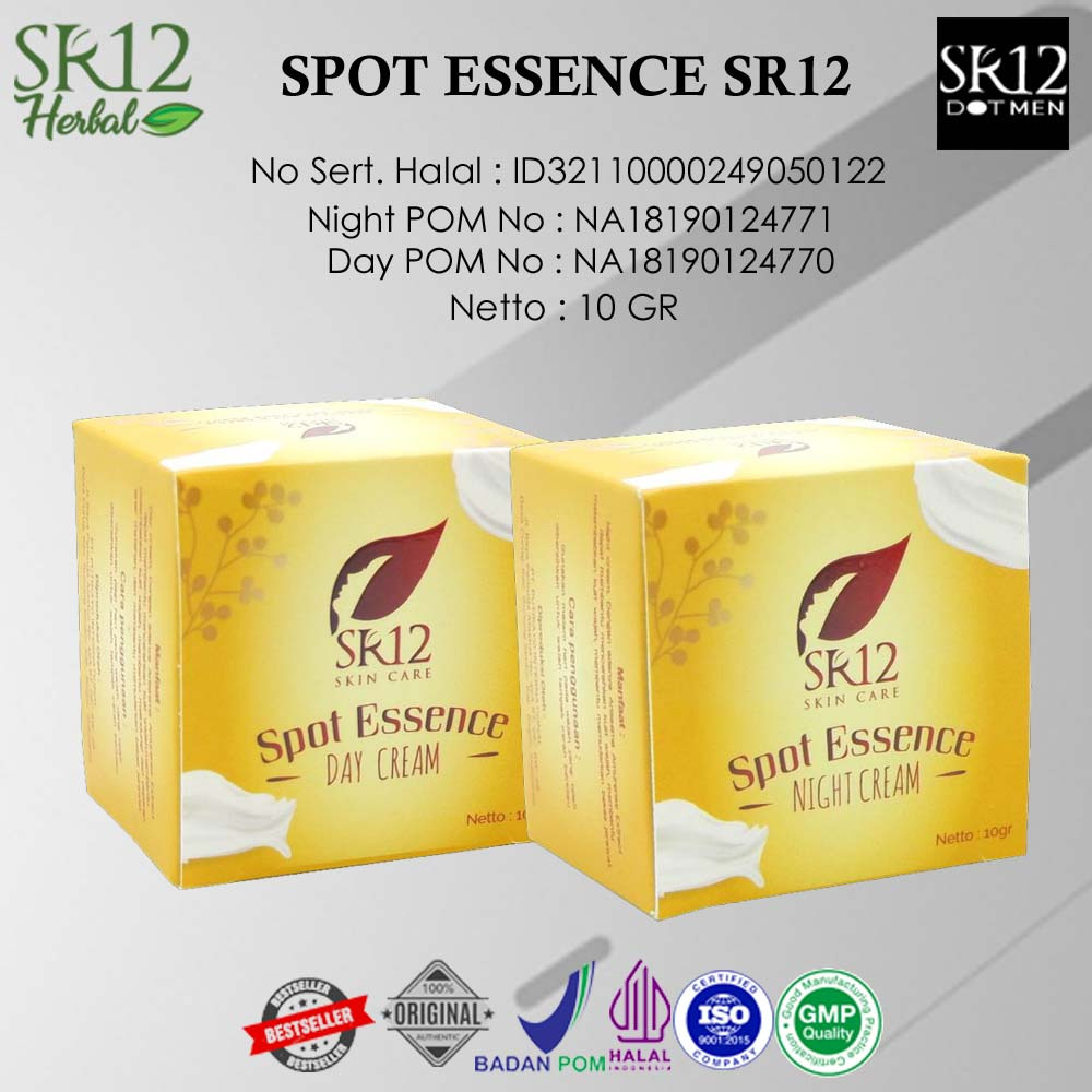 [BPOM] Paket SR12 Spot Essence Day & Night Cream - Krim Penghilang Flek Hitam & Bekas Jerawat