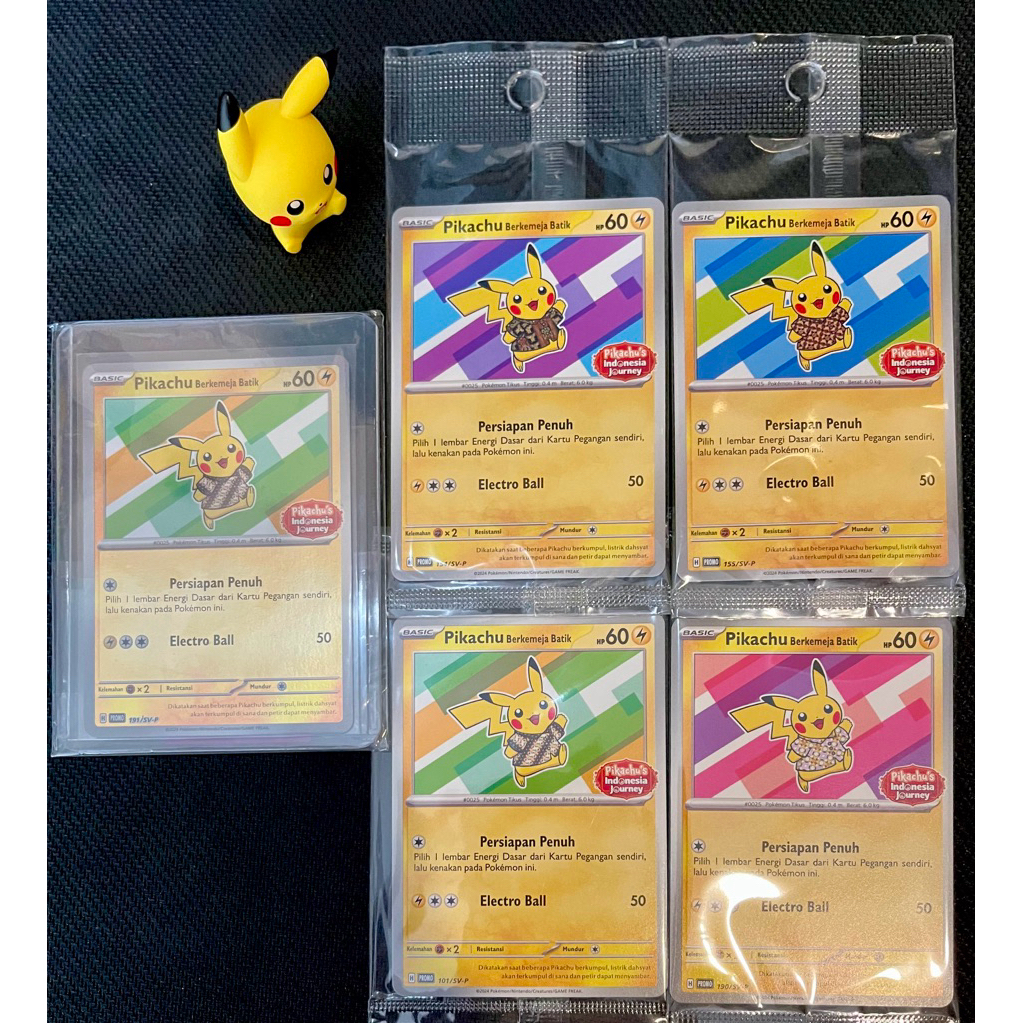 [Sealed] Pikachu Berkemeja Batik Promo Full Set - Pikachu Indonesia Journey Pokemon Card Pikachu Bat