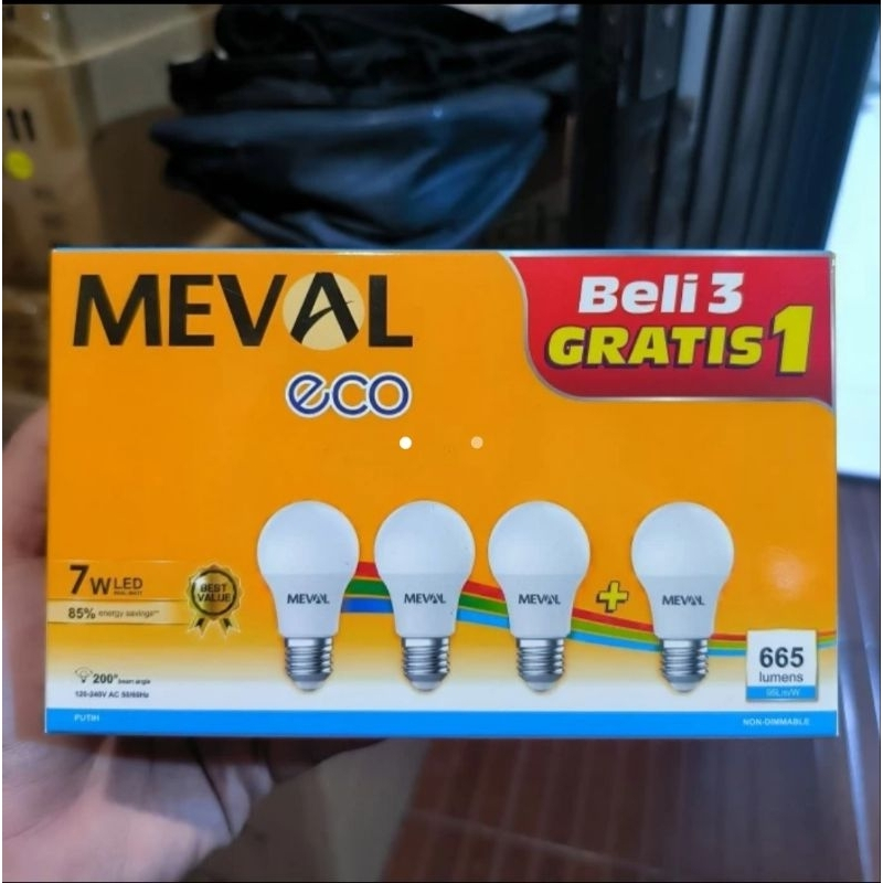 LAMPU LED MEVAL 7 WATT (PAKET 3 GRATIS 1)
