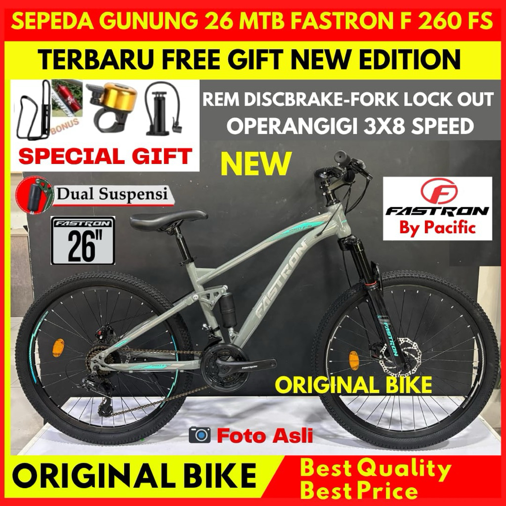 Sepeda Gunung MTB 26 Fastron 260 FS Rem Discbrake Operangigi Dual Suspensi Terbaru