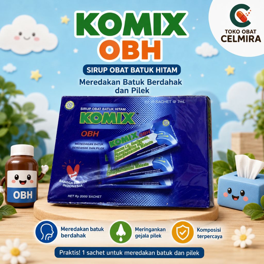 Komix OBH Biru Sachet - Obat Batuk Berdahak, Pilek, dan Hidung Tersumbat