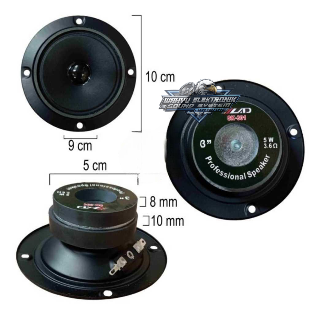Spiker Twiter 3 inch LAD SK-301 / Speaker Middle High Tweeter 3" 5watt 3,6 ohm Original