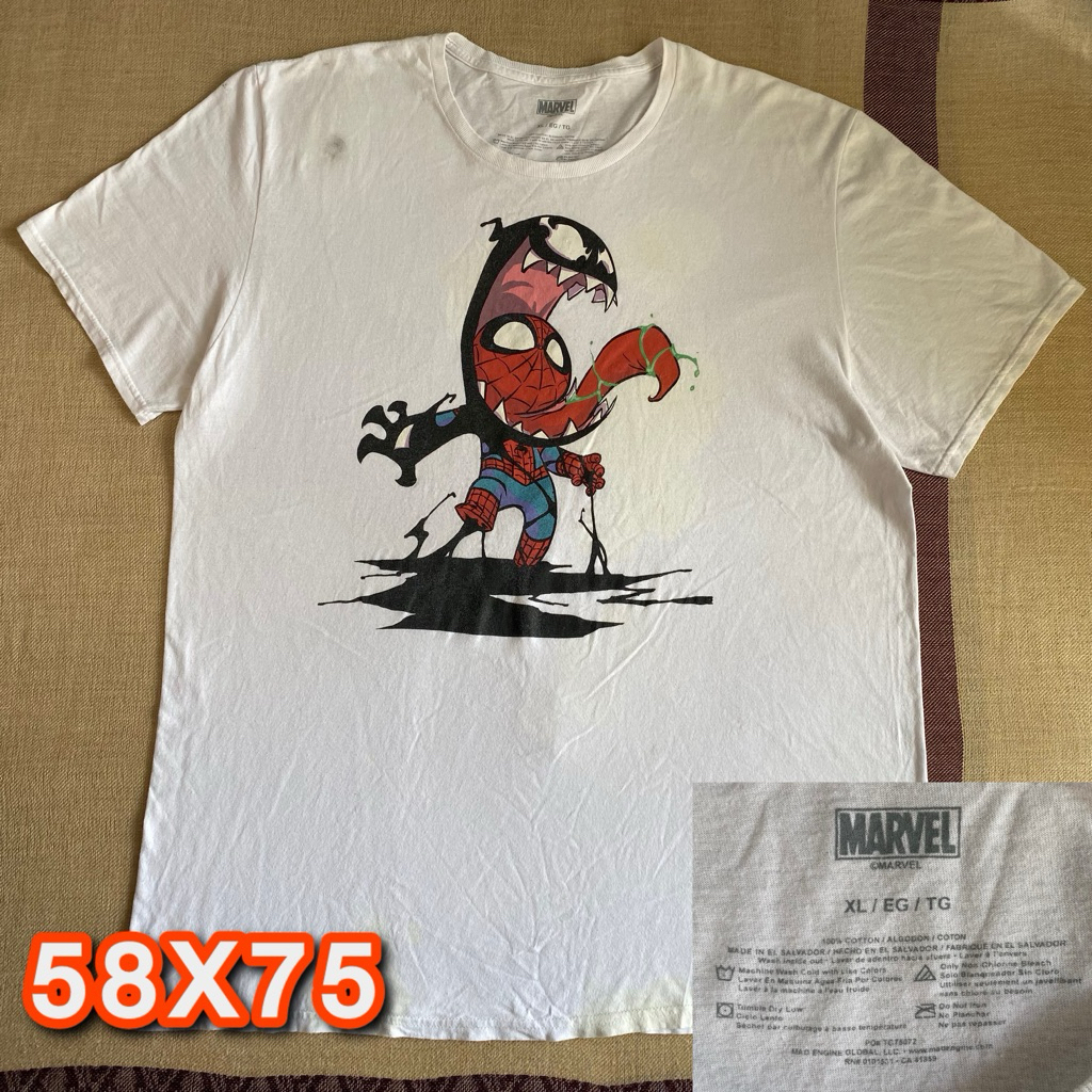 Kaos Marvel Spiderman x Venom White Second Original Size XL Pria