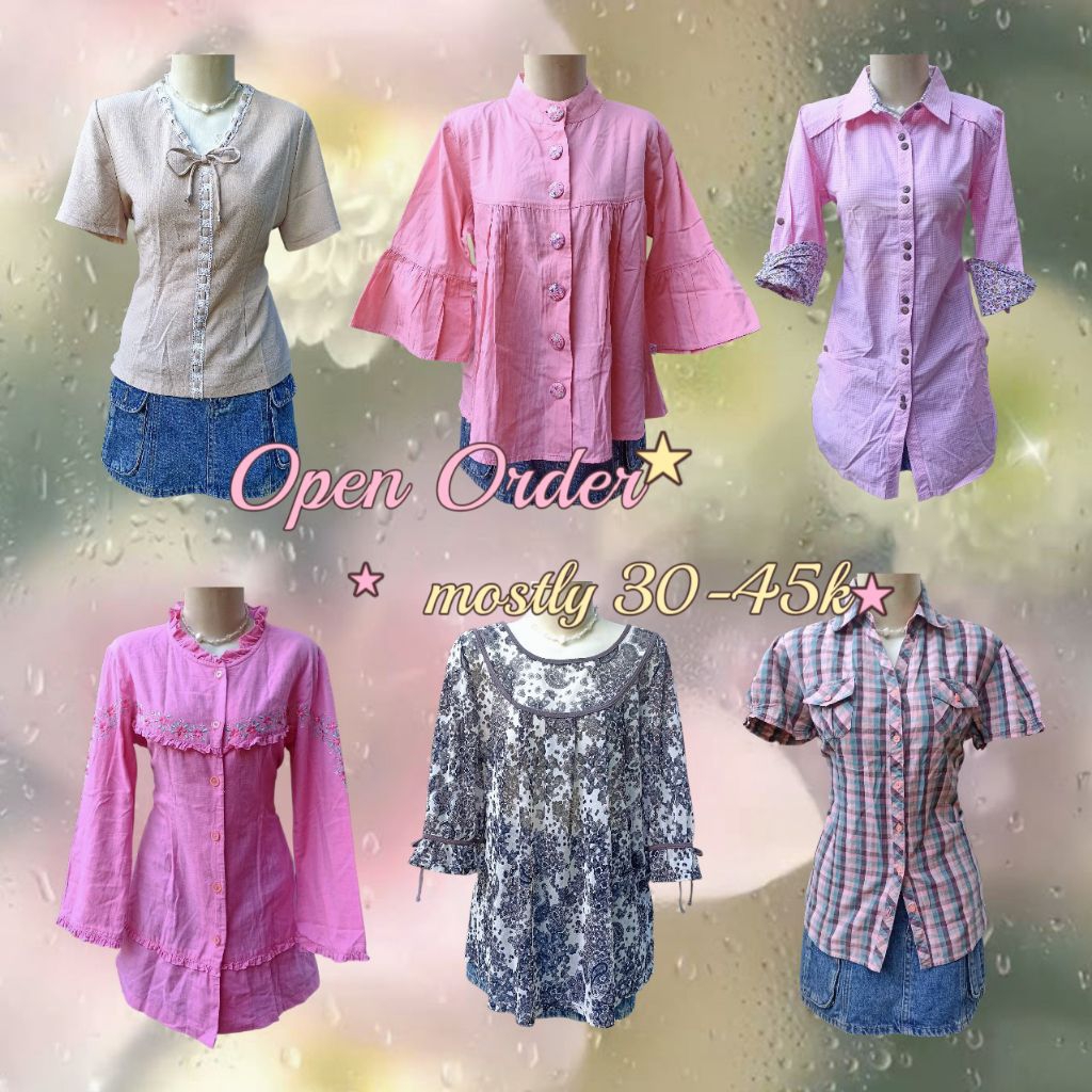 Top Blouse Kemeja Batik Kerja Coquette Lace y2k vintage jirei morikei dollette harajuku bohemian whi