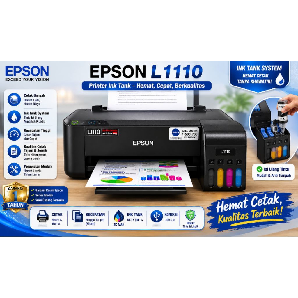 Printer Epson L1110 Single Print Original Second Siap Pakai