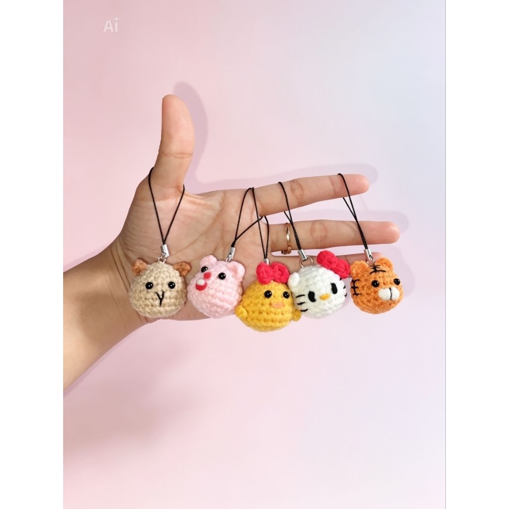 keychain rajut untuk hp, tas, kunci dll