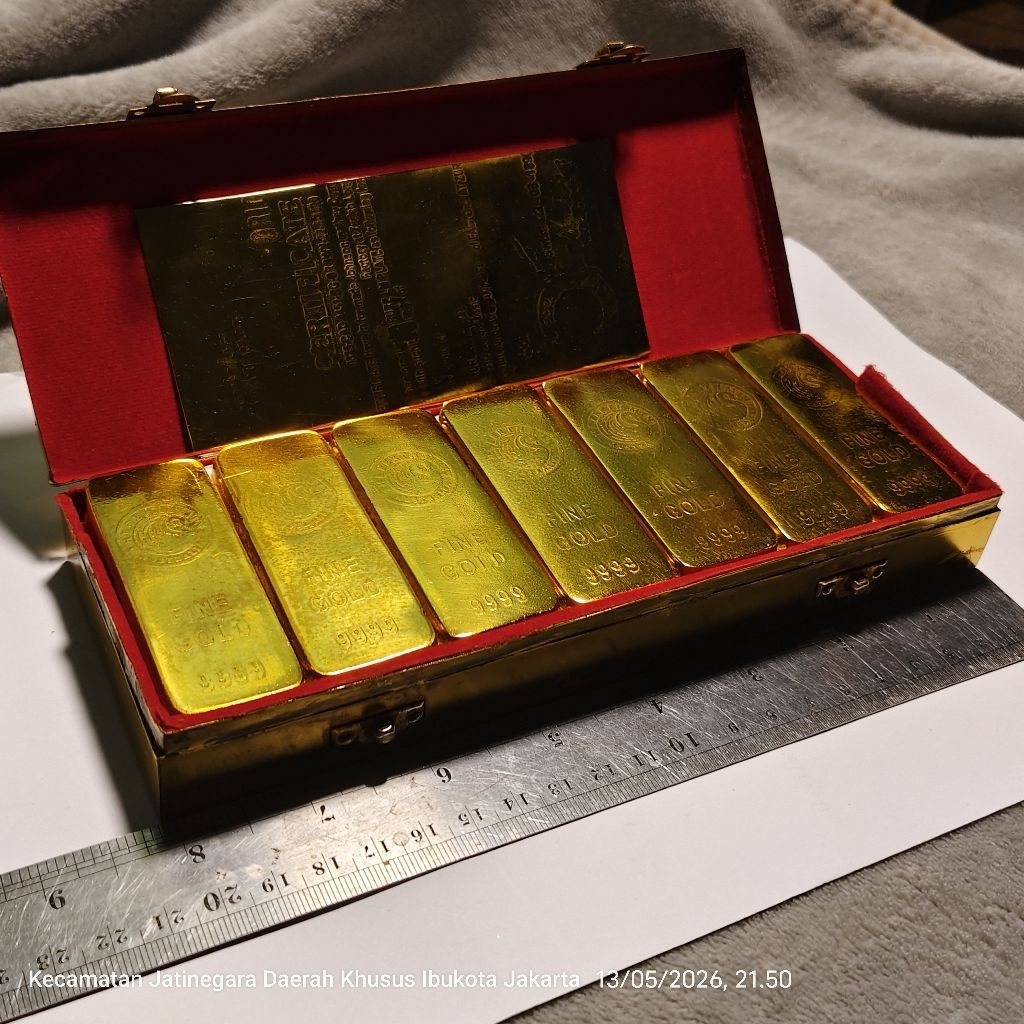 mediahikmah63 barang antik kuningan sari lapis warna mas emas 24k satu box 1 bok isi 21 batang bukan