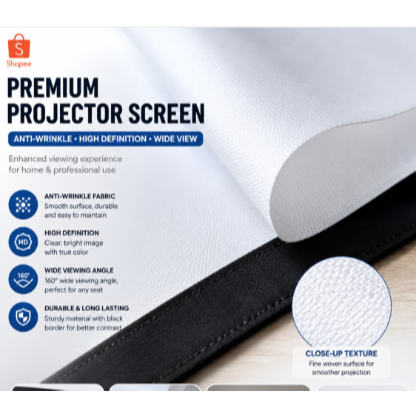 Layar Proyektor Portable HD Putih Gantung Lipat untuk Nonton & Presentasi