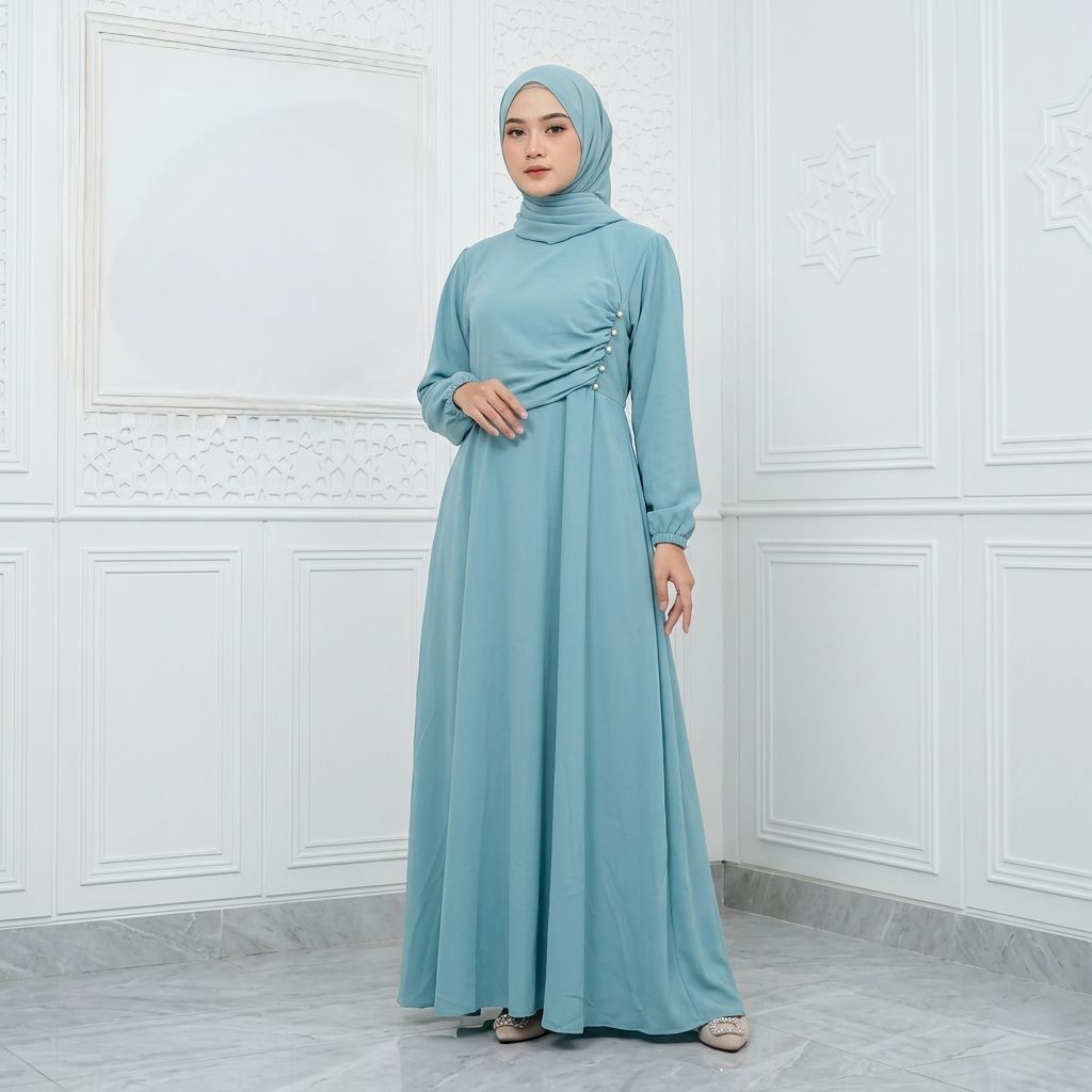Gamis Naomi Cerruty Babbydoll Pull puring/Gamis Naomi Anggun/Dress Naomi Bahan Cerruty Terbaru