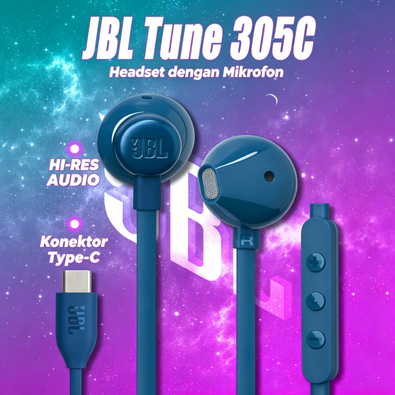 JBL TUNE 305C Type-C Original by Harman – Earphone Berkualitas Suara Jernih & Bass Mantap