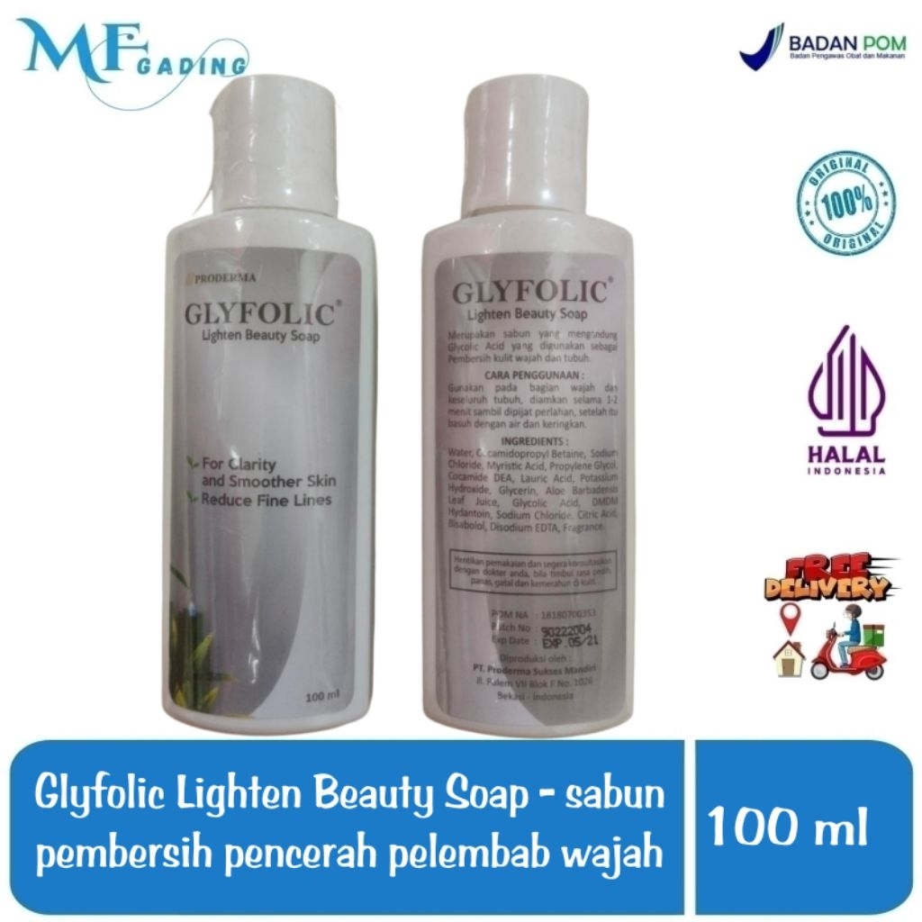 Glyfolic Lighten Beauty Soap - sabun pencerah pelembab - BPOM
