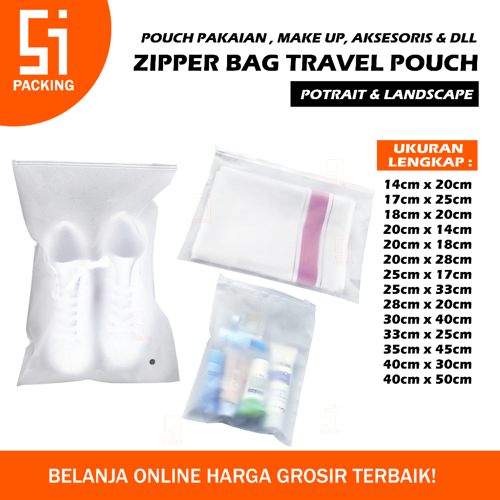 Zipper Lock Plastik Bag Baju Pouch Make Up Aksesories Sabun Alat Mandi Travel Organizer