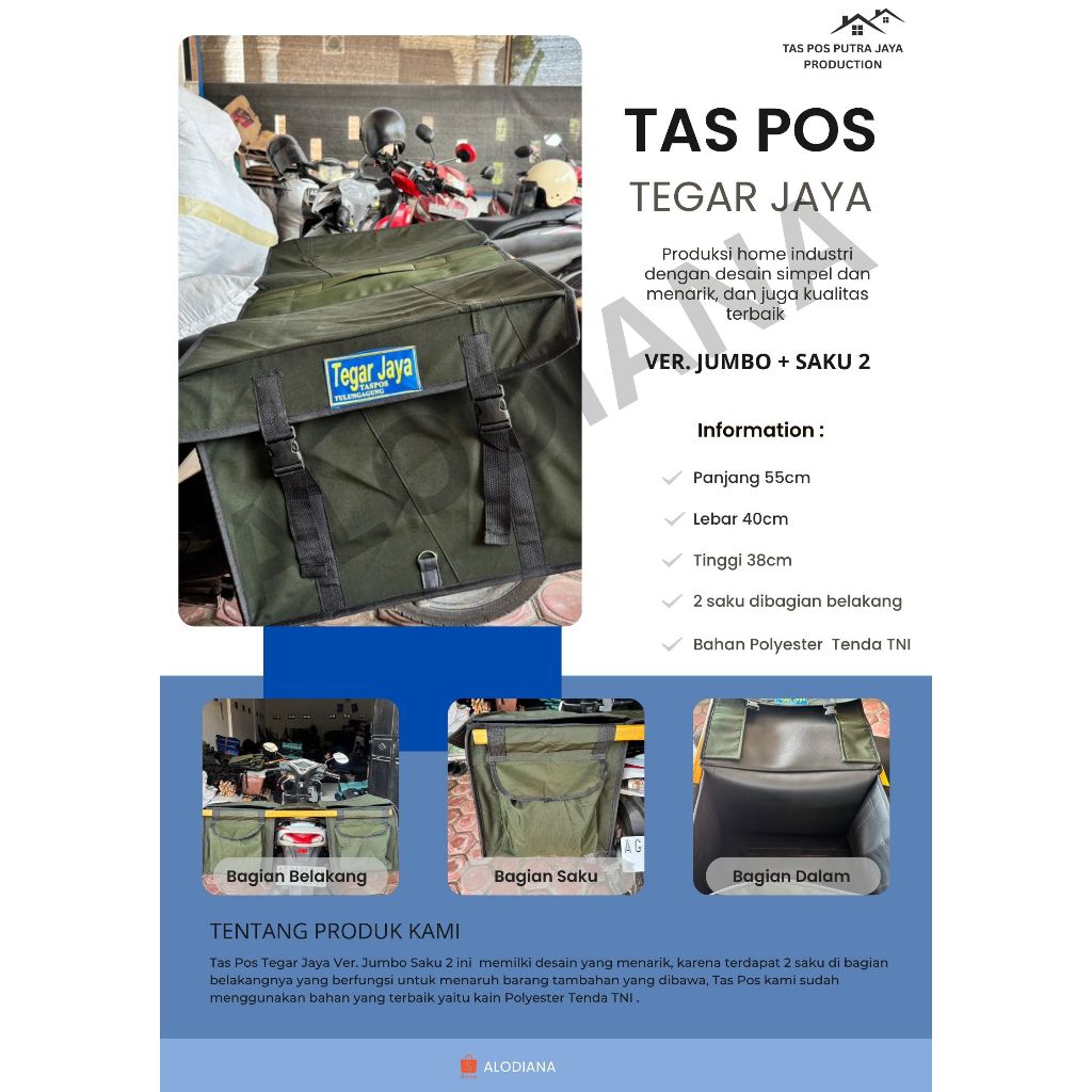 TAS OBROK TEGAR JAYA TAS POS/Tas Bronjong/Tas Motor kuat anti air/ Srandul jumbo / Tas Motor polyste
