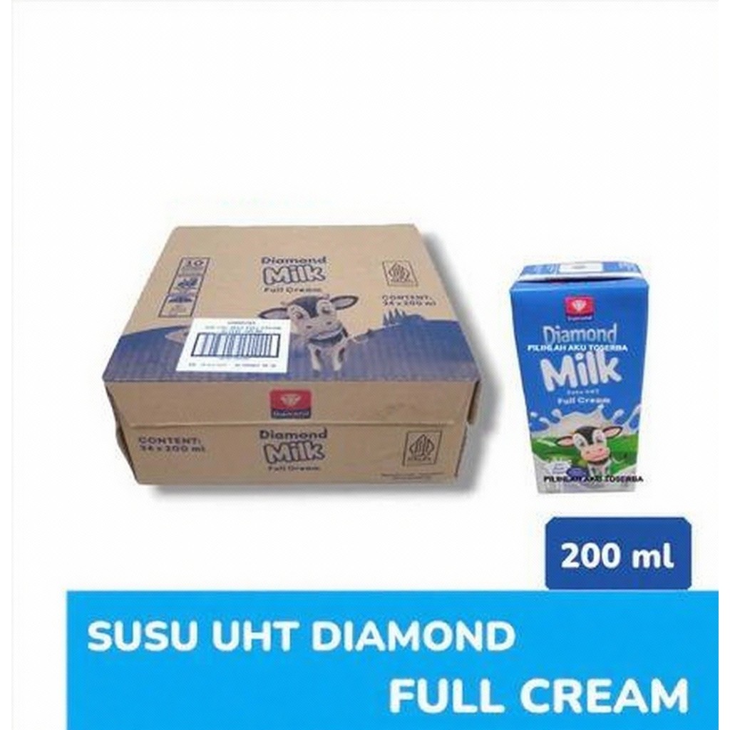 Susu UHT Diamond FULL CREAM 200ml 1 KARTON | Susu Krim Putih 200 ml