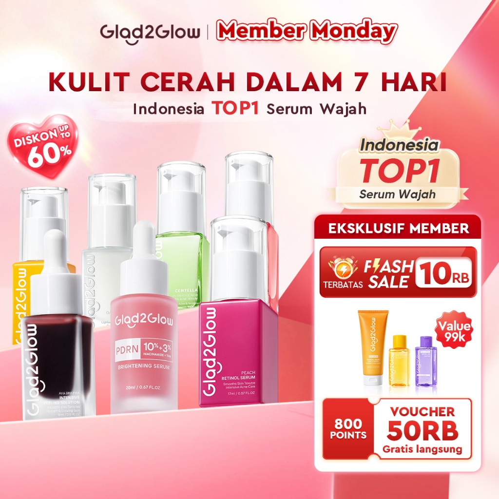 Glad2Glow Serum Series-Peeling| Exfoliating | Mencerahkan Wajah | Retinol |Niacinamide| Dark Spot | 