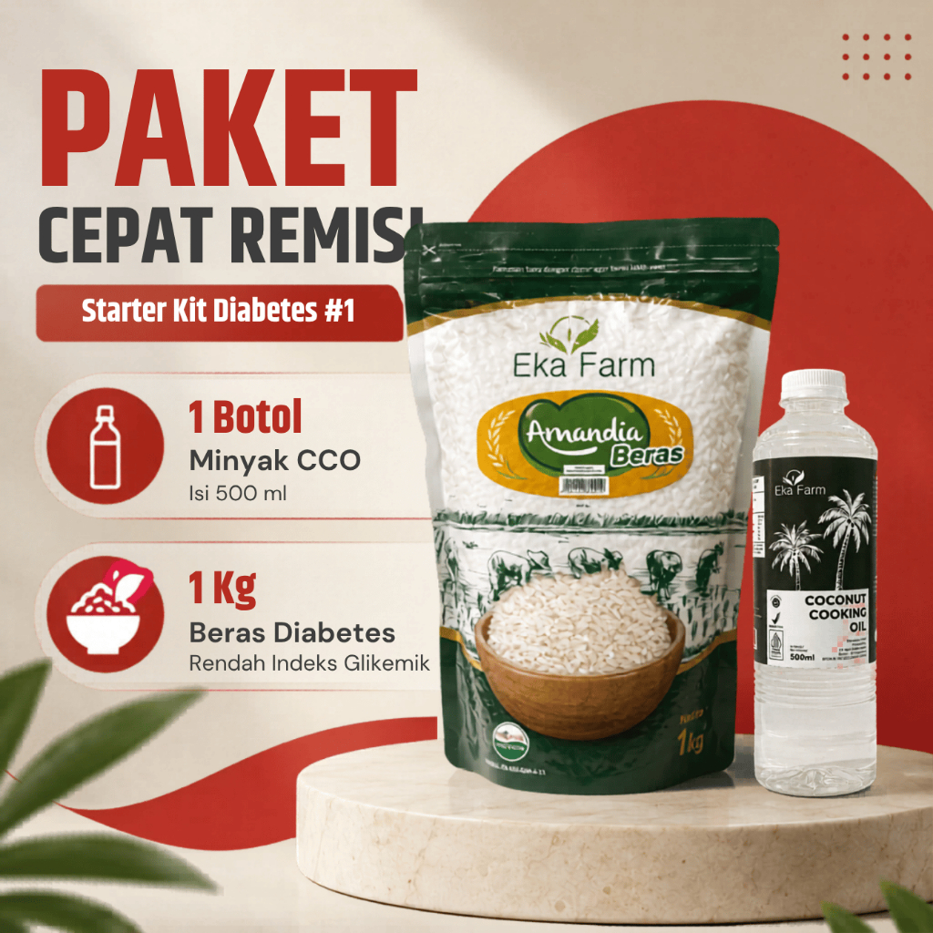 Paket Cepat Remisi 1 Kg Beras Diabetes+1 Botol Minyak CCO - Starter Kit#1 Bantu Percepatan Remisi Di