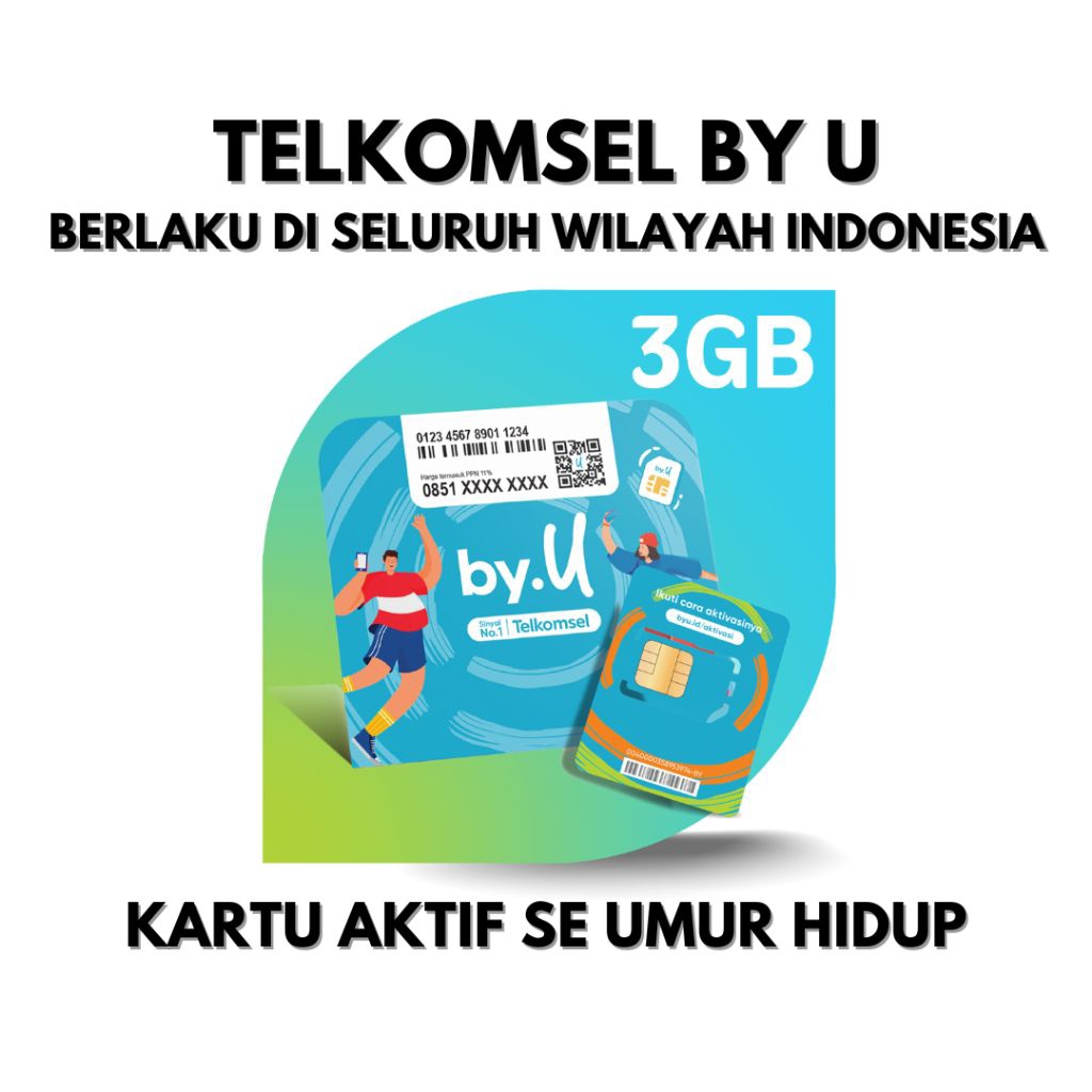 Perdana By U Siap Pakai Nomor ByU Kartu Biu Simcard Nomer SIM Card By.U Tinggal Pakai Seluruh Indone