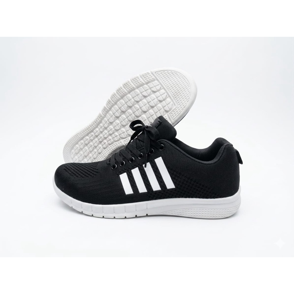 Sepatu Runner Tali Warna Hitam Putih Original