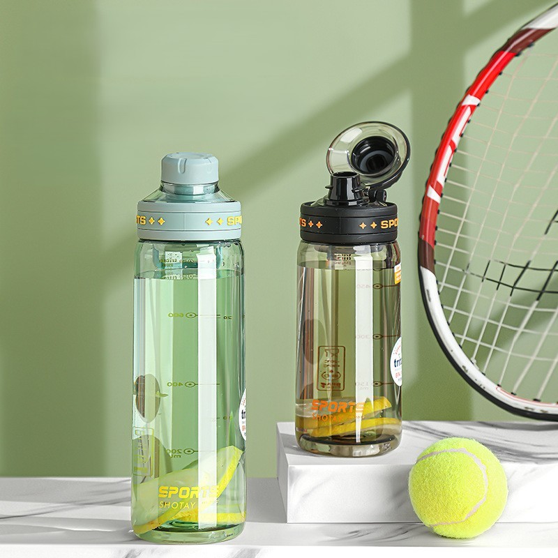 SHOTAY Botol Minum Teguk Plastik TRITAN Transparant 850ml Sporty Tennis Gym BPA FREE