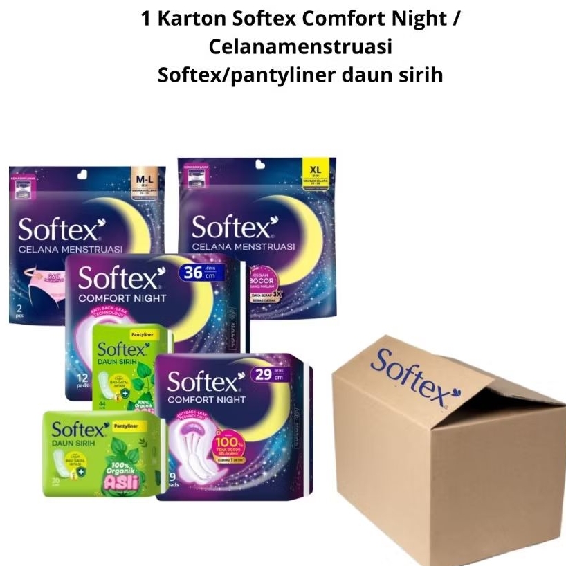1 KARTON Softex Celana Menstruasi M-L 2s/ XL 2s -Comfort Night 29cm 9pads Dan 36cm 12pads - Pembalut