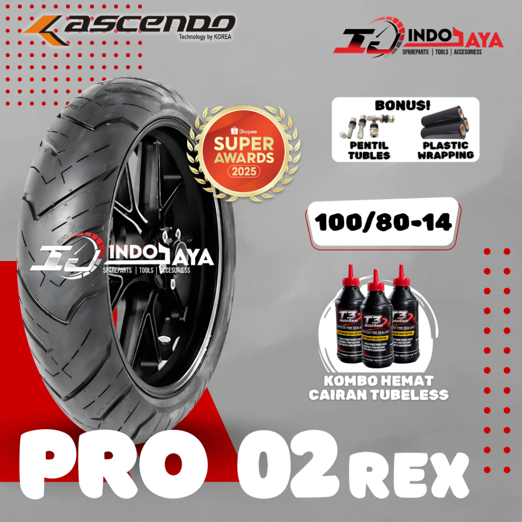 [READY COD] BAN ASCENDO PRO 02 REX TUBELESS R14 ( 100/80-14 ) BAN MOTOR MATIC TUBLES / BAN LUAR DEPA