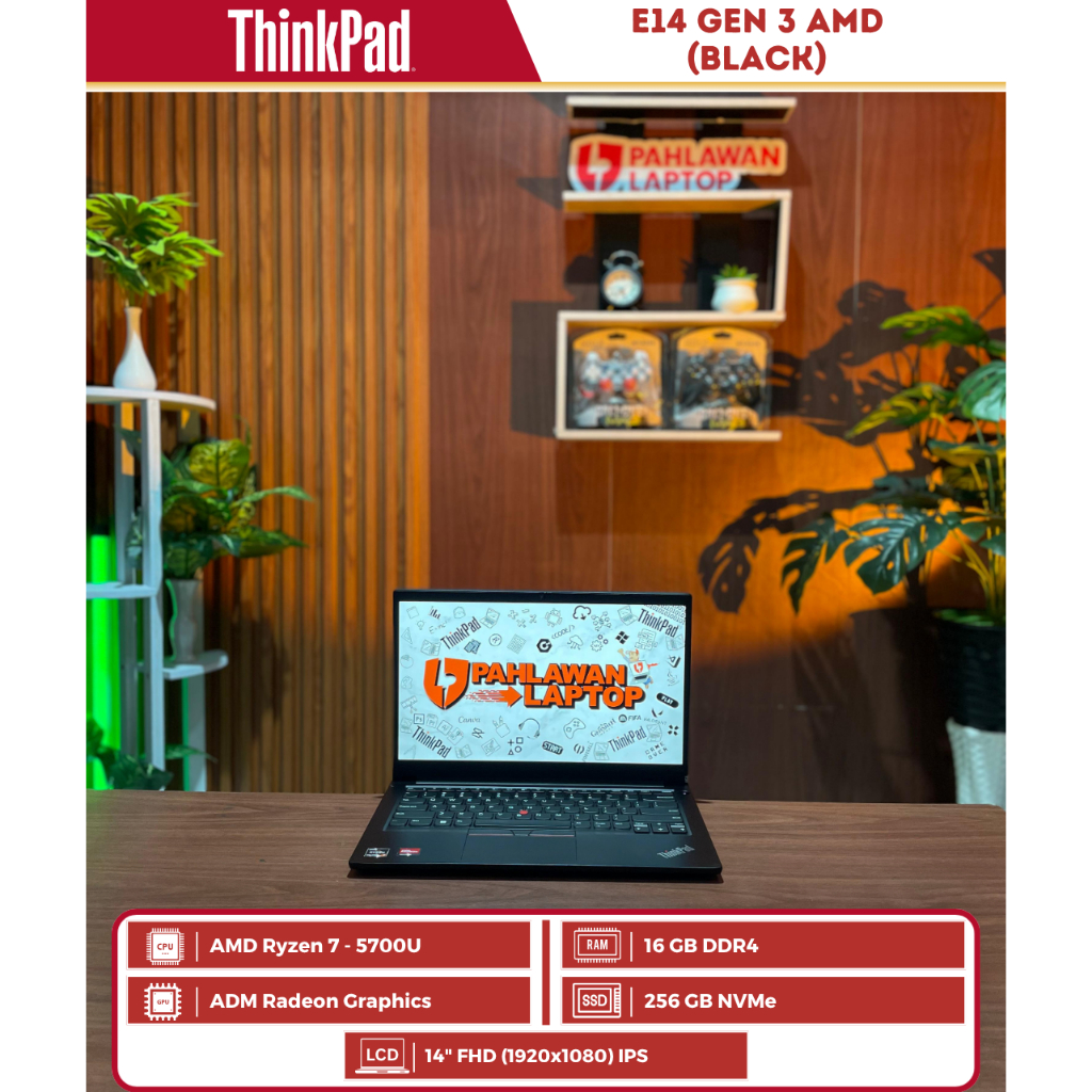 ThinkPad E14 Gen 3 AMD Ryzen 7-5700U/16/256/Layar 14"