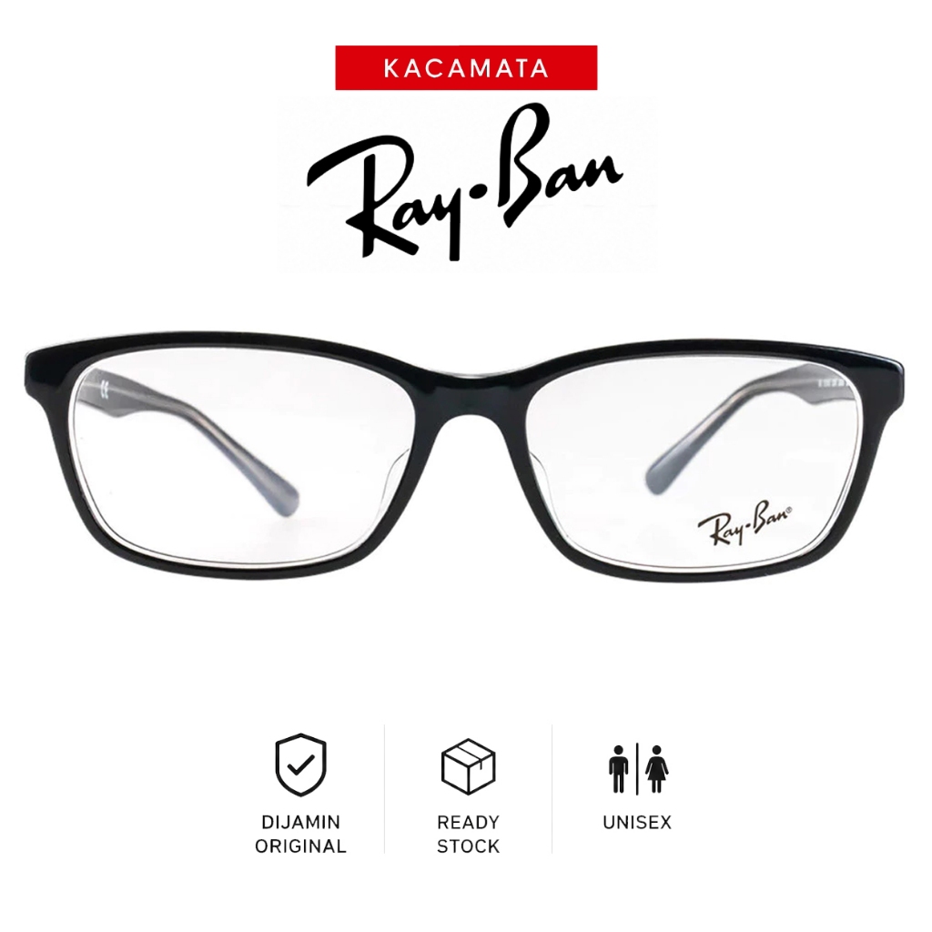 RAYBAN Frame Kacamata Round Pria Wanita Ori Unisex Plus Minus RB5318D-C2034-55-F-S.BLK/CLR