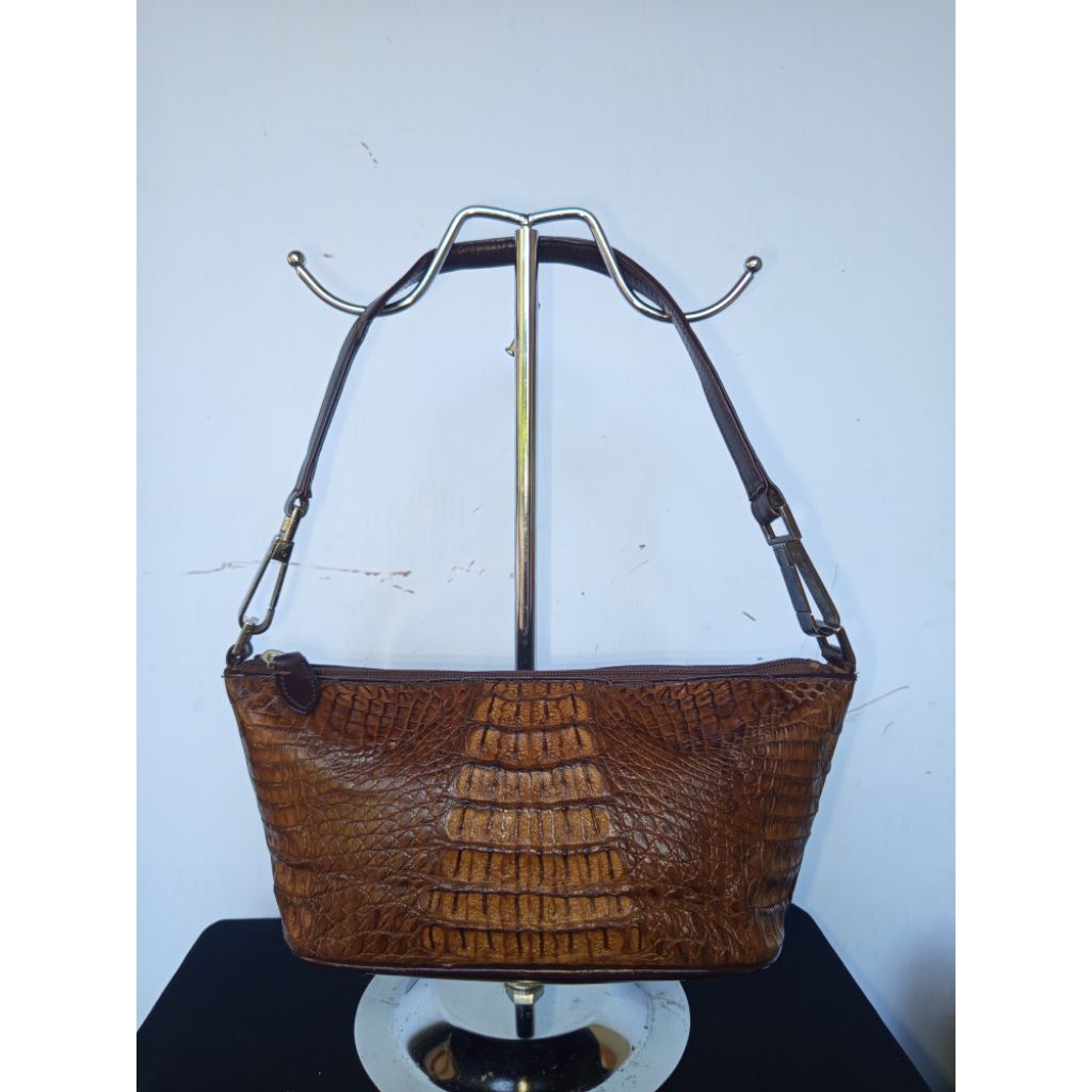 Shoulder Bag Artesano Colection Crocodile Skin Vintage Unik Kulit Asli second ori