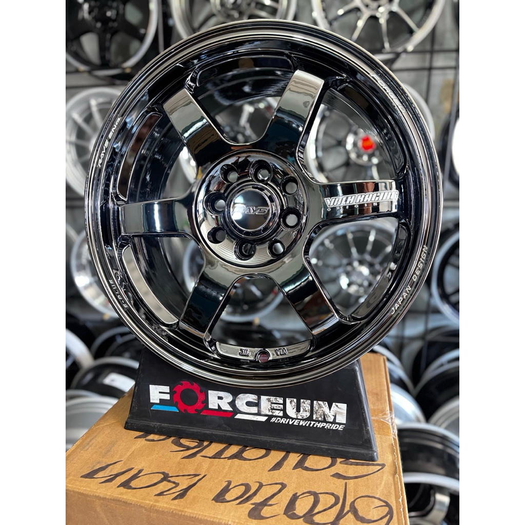velg te37 r16 black chrome pcd 4x100/114 kondisi baru