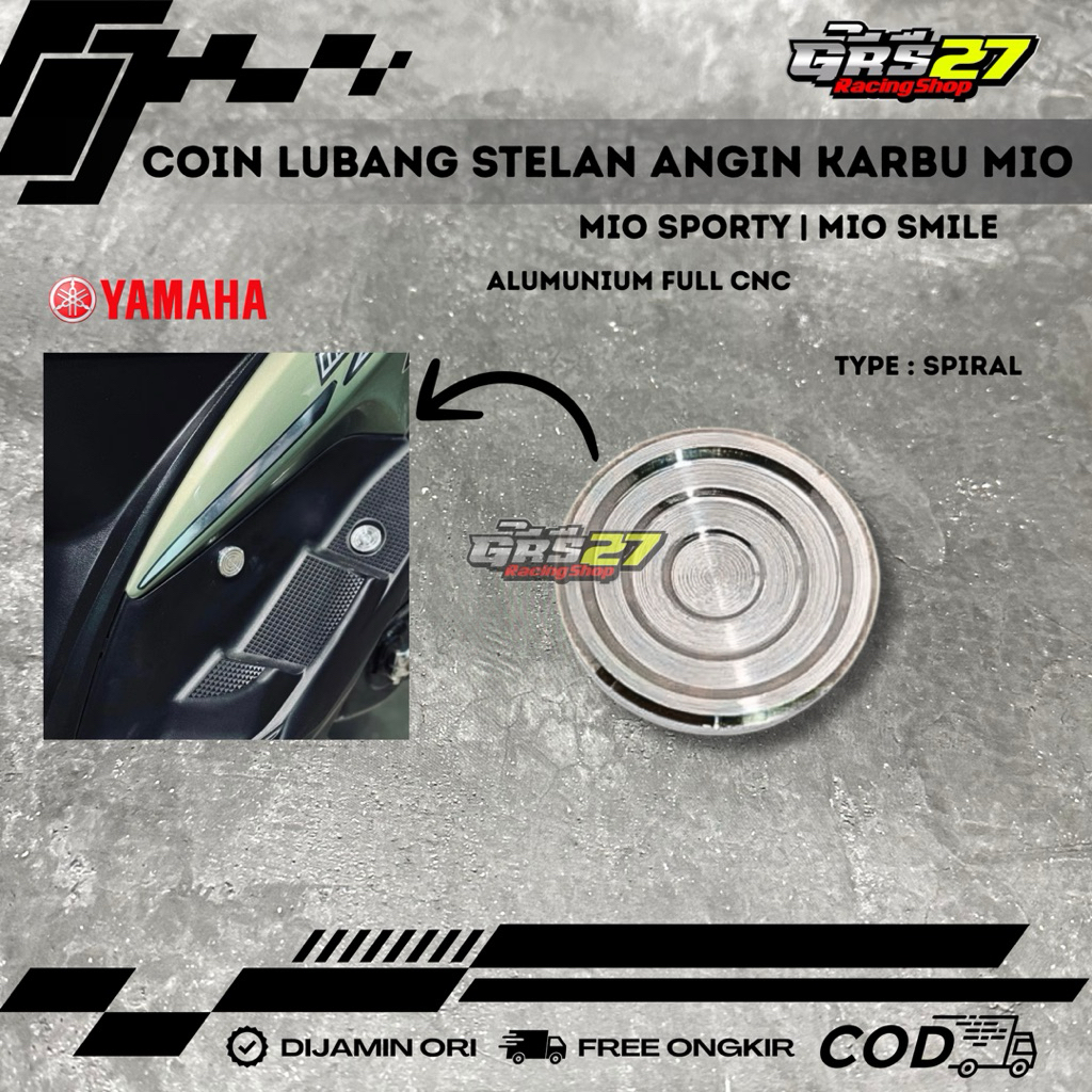 COIN KOIN LUBANG STELAN ANGIN KARBU MIO SPORTY/SMILE KOINAN LUBANG STELAN ANGIN ALMU ALUMUNIUM CNC