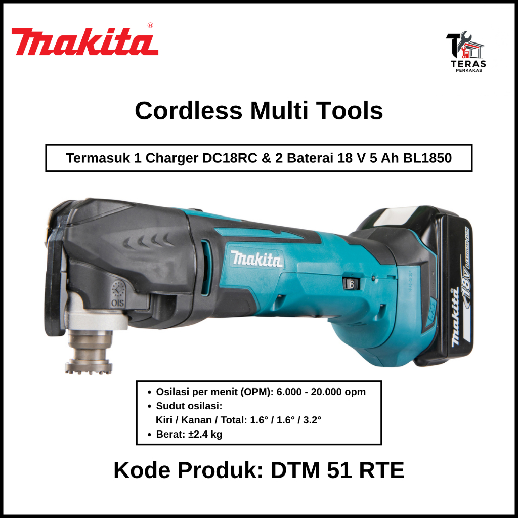 MAKITA [Termasuk Charger & Battery] Cordless Multi Tools Makita DTM 51 RTE / DTM51RTE